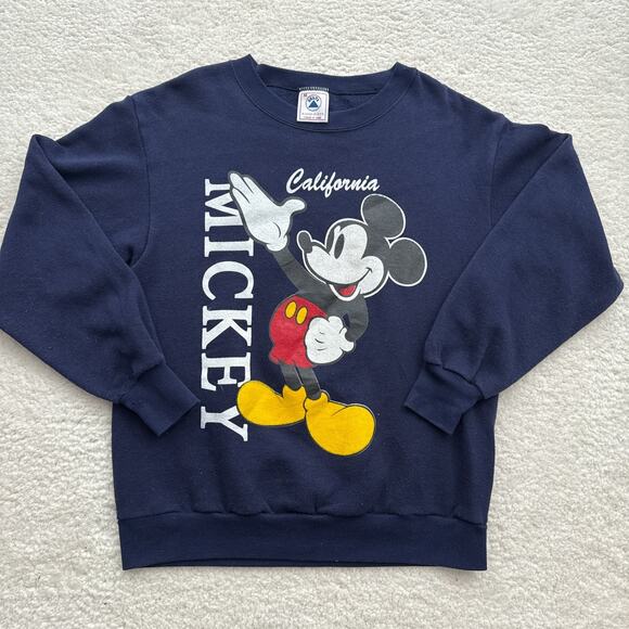 Vintage '80s Mickey Mouse California Crewneck Sweatshirt Size Medium Made in USA - Picture 1 of 6